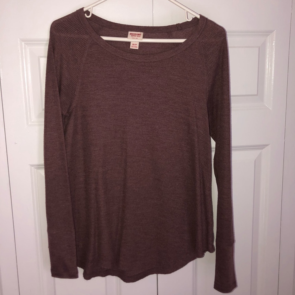 Maroon waffle long sleeve